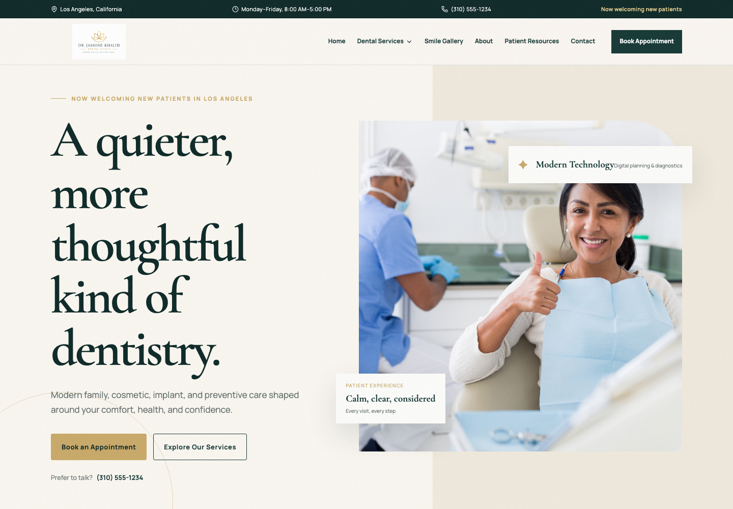Dr. Jasmine Khaled Dentistry website template screenshot